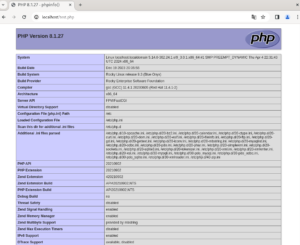 VErifica funzionamento PHP su Apache tramite browser